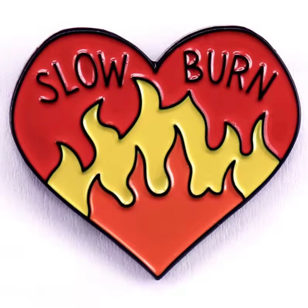 Heart Shaped Slow Burn Trope Book Lover Enamel Pin